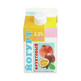 Йогурт Персиковый 2.5% 450г пюр-пак КМКК